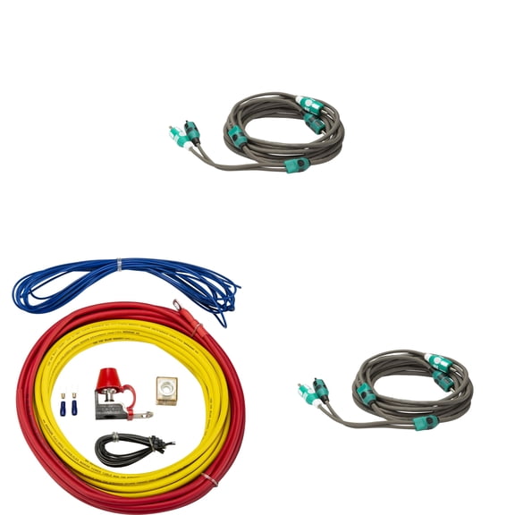 Kicker Marine Multi-Zone Amp Install Kit (2) 47KMI3 2-Ch RCA Cables +47KMPK8 8AWG Power Kit DIY Boat Audio Wiring Bundle for Multi Channel Systems