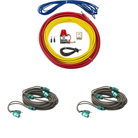 Kicker Marine Multi-Zone Amp Install Kit (2) 47KMI7 2-Ch RCA Cables +47KMPK8 8AWG Power Kit DIY Boat Audio Wiring Bundle for Multi Channel Systems
