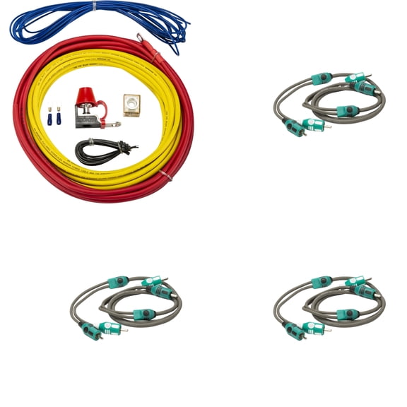 Kicker Marine Multi-Zone Amp Install Kit (3) 47KMI1 2-Ch RCA Cables +47KMPK8 8AWG Power Kit DIY Boat Audio Wiring Bundle for Multi Channel Systems