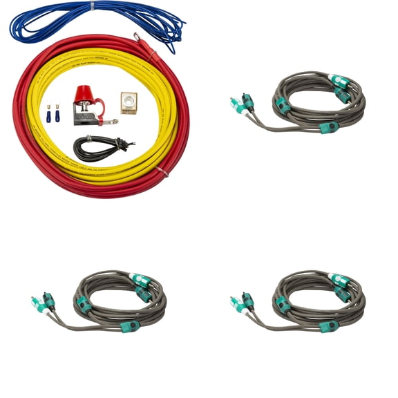 Kicker Marine Multi-Zone Amp Install Kit (3) 47KMI3 2-Ch RCA Cables +47KMPK8 8AWG Power Kit DIY Boat Audio Wiring Bundle for Multi Channel Systems