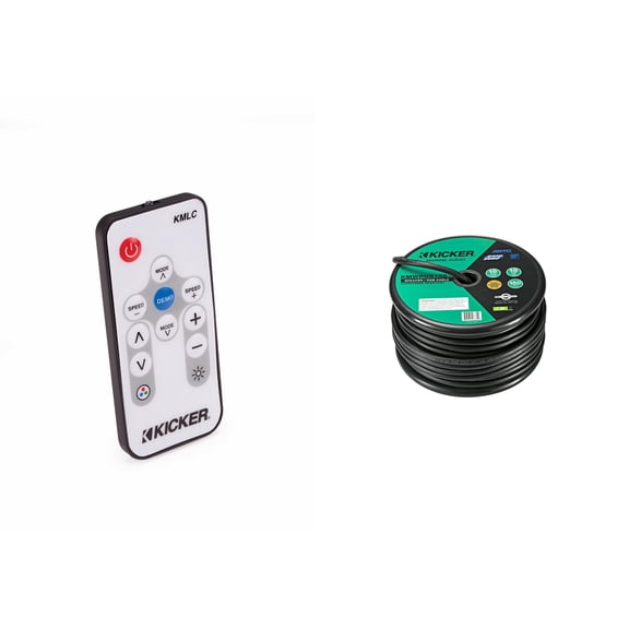 Kicker Marine RGB Lighting Install Kit 46KMWRGB150 RGB Speaker Wire + 41KMLC LED Remote DIY Boat Audio Lighting Control Bundle