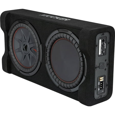 KICKER - PTRTP Powered Down-Firing 12" Dual-Voice-Coil-Ohm Loaded Subwoofer Enclosure - Black