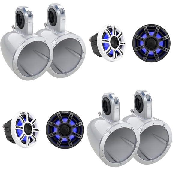 Kicker Premium Marine 6.5 51MSC65 (2 Pair ) With 12KMTESW White Enclosures UTV / Wake Boarding
