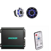 Kicker Premium Marine 6.5" Speaker and Amplifier bundle Includes LED Remote  51MSC65 & 48KMA1502
