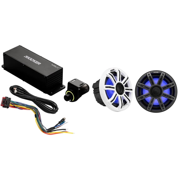 Kicker Premium Marine 8" Coaxial Speakers Bundled with MSLC RGBW LED Controller