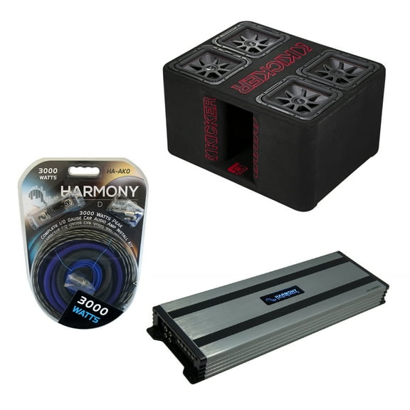 Kicker Quad L7R 12" SPL 4800W Subwoofer Bundle with Harmony HA-A1500.1 Amplifier