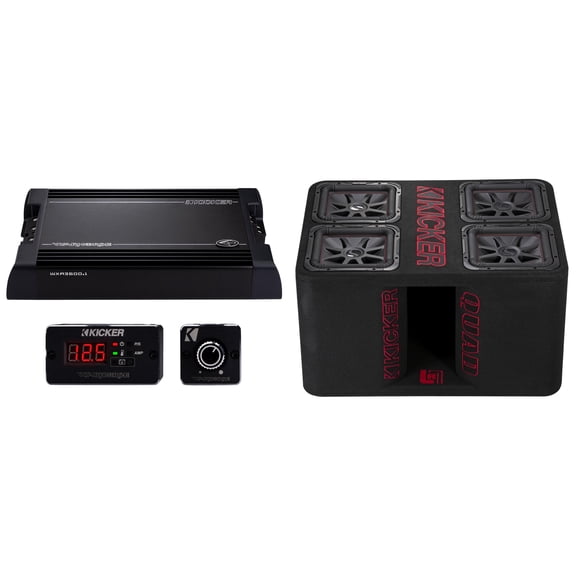 Kicker WXA3600.1 Warhorse Amp with Quad 12 Inch L7R Loaded Subwoofer Enclosure