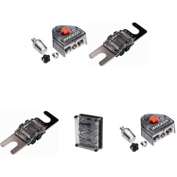 Kicker Warhorse (2) Battery Terminals & HPFD4 Fused Way Distribution Block w/ AFS (4) 200 Amp Fuse Bundle