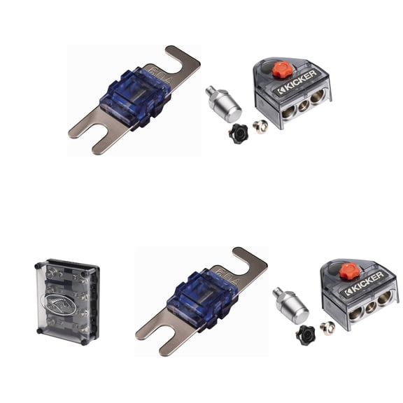 Kicker Warhorse (2) Battery Terminals & HPFD4 Fused Way Distribution Block w/ AFS (4) 60 Amp Fuse Bundle