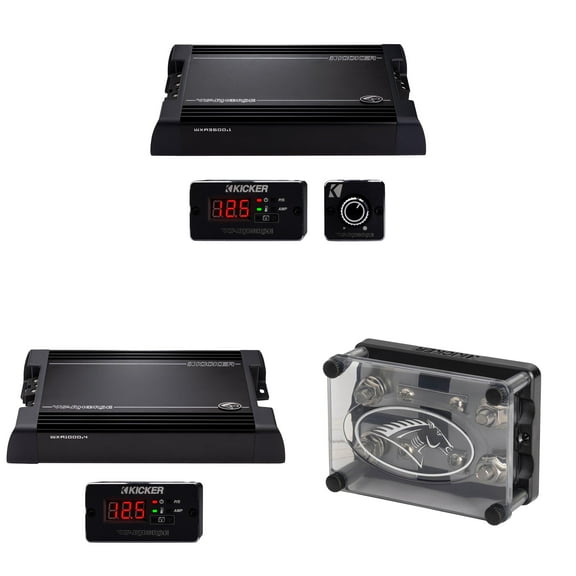 Kicker Warhorse Competition Bundle 3600 Watt Mono Amp & 1000 Watt 4 ch. Amp  ( Includes 2 Position Fuse-able Distribution Block )