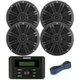 thumbnail image 1 of Kicker Weather-Resistant Marine Bluetooth USB AM/FM Stereo Receiver Bundle Combo with 2 Pair (QTY 4) of 6.5" 2-Way 150W Max Power Coaxial Black Marine Audio Speakers, 50-Feet 16-Gauge Speaker Wire, 1 of 4