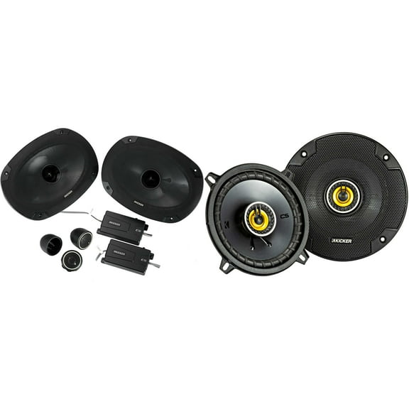 Kicker for Dodge Ram Truck 1994-2011 speaker bundle - 46CS 6x9" component speakers, and 46CS 5.25" coaxial speakers.