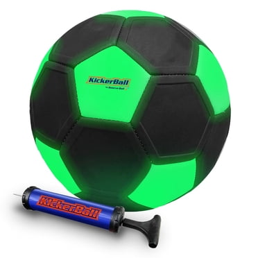 Kickerball Glow In The Dark Football – Size 4, Black/White/Glow, Machine Stitched – Day & Night Play, Indoor/Outdoor