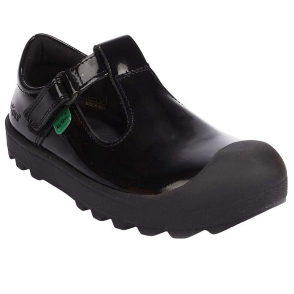 Kickers Boys/Girls Plunk Coated Leather T-Bar School Shoes
