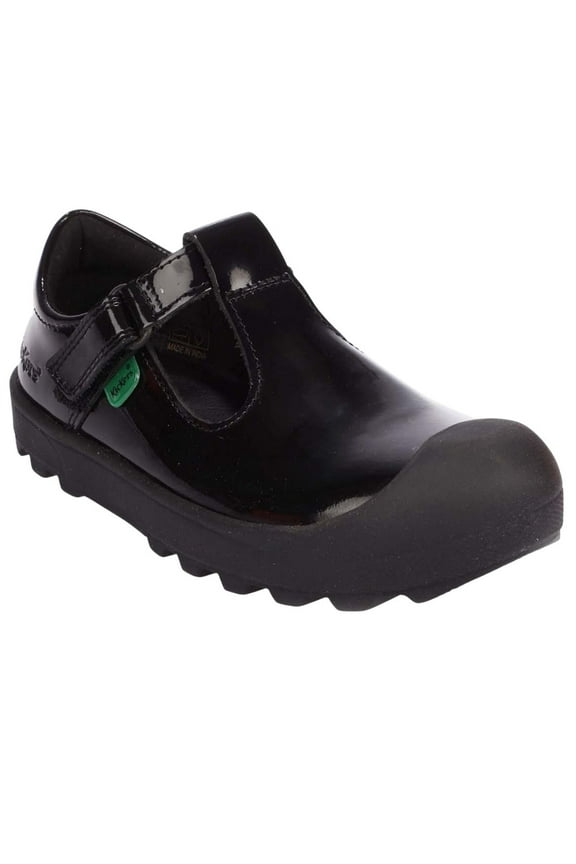 Boys/Girls Plunk Coated Leather T-Bar School Shoes