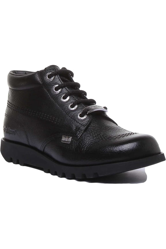 Kick Hi Luxe Women's Lace Up Leather Ankle Boot In Black Size 5