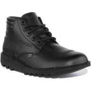 Kickers Kick Hi Padded Unisex Lace Up Leather Ankle Boot In Black Size 12M