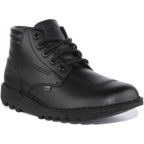 Kickers Kick Hi Padded Unisex Lace Up Leather Ankle Boot In Black Size 8M/9F