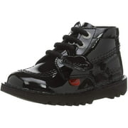 KICKERS Kick Hi Zip I Black Patent Infant Ankle Boots