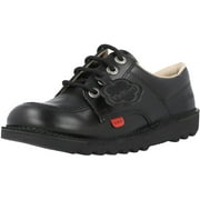 KICKERS Kick Lo Core Black Leather Unisex Lace Up School Shoes