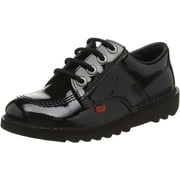 KICKERS Kick Lo Core Black Leather Unisex Lace Up School Shoes