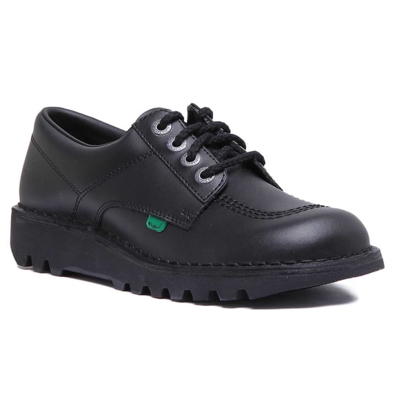 Kickers Kick Lo Core Unisex Lace Up Leather Shoes In Black Blue Size 11.5M