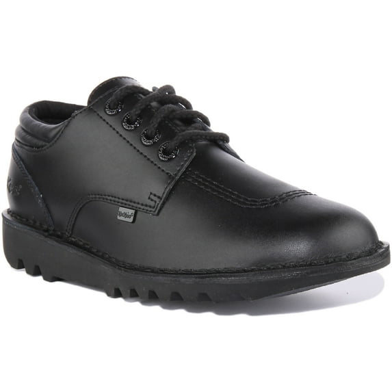 Kickers Kick Lo Padded Unisex Lace Up Leather Shoes In Black Size 11.5M