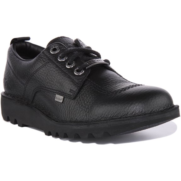 Kickers Kick Lo Tumble Unisex Premium Leather Lace Up Shoes In Black Size 11.5M