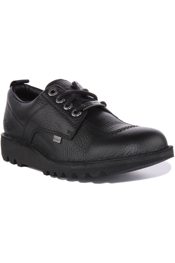 Kick Lo Tumble Unisex Premium Leather Lace Up Shoes In Black Size 11M
