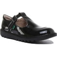 thumbnail image 1 of Kickers Kick SD Youth T-Bar Patent Leather Buckle Strap School Shoes In Black Size 6, 1 of 6