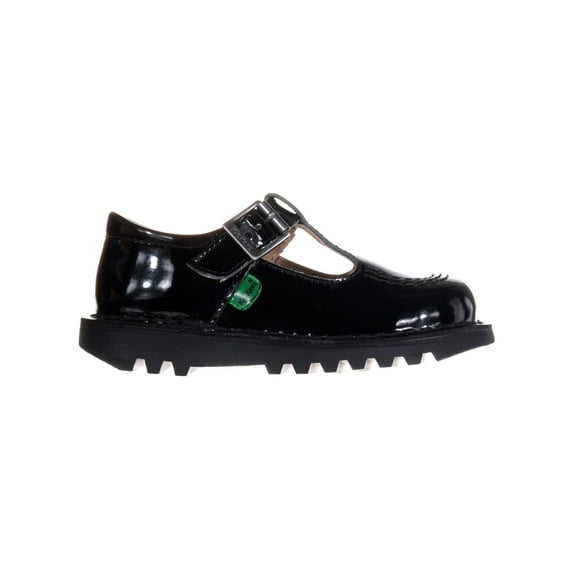 Kickers Kick T Bar Patent Leather Infant Girls Kids School Shoe Black - UK 9