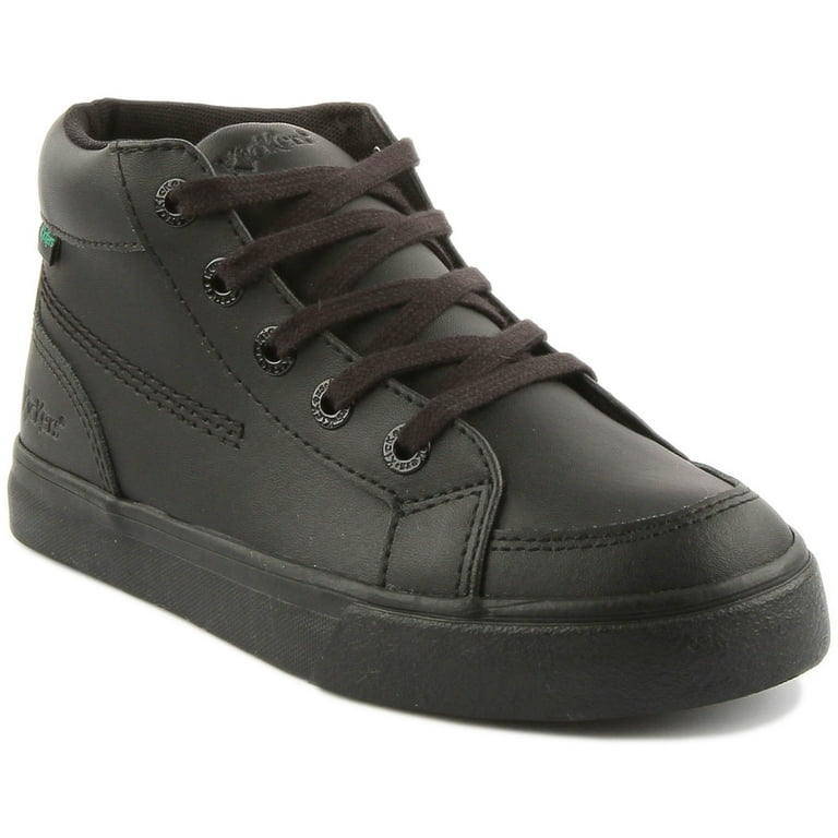 Kickers Tovni Hi Junior's Lace Up Leather Boots In Black Size