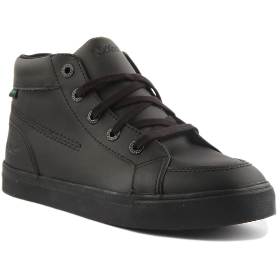 Kickers Tovni Hi Junior's Lace Up Leather Boots In Black Size 5