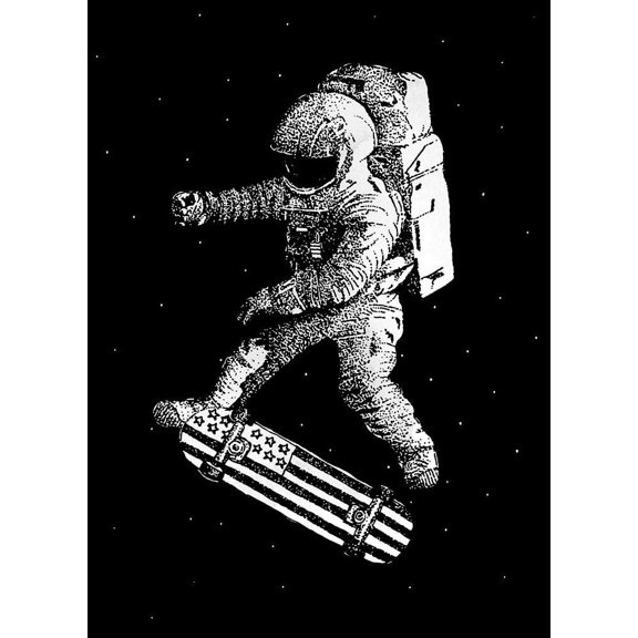 Kickflip in Space Poster Print by Robert Farkas