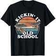 thumbnail image 1 of Kickin It Old School 80s Retro Skateboard Longboard 90s Gift T-Shirt men and women can wear, black, white, gifts, 1 of 4