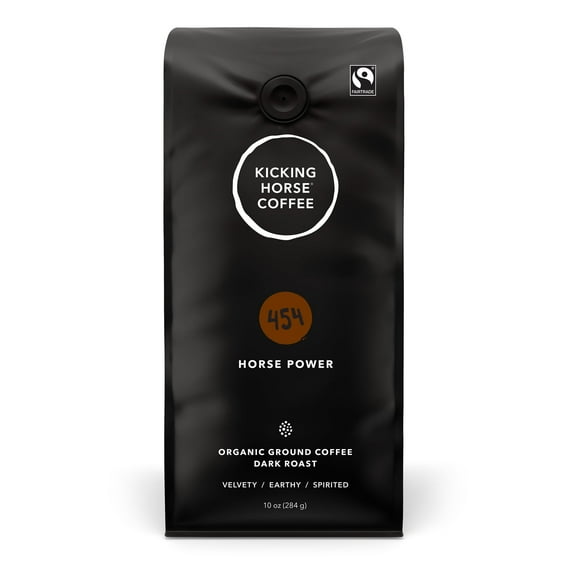 Kicking Horse Coffee Organic Ground Dark Roast 454 Horse Power Coffee 10 oz