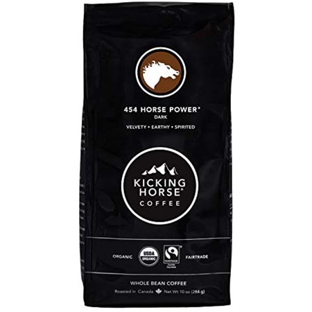 Kicking Horse Coffee, 454 Horse Power, Dark Roast, Whole Bean, 10 Oz - Certified Organic, Fairtrade, Kosher Coffee