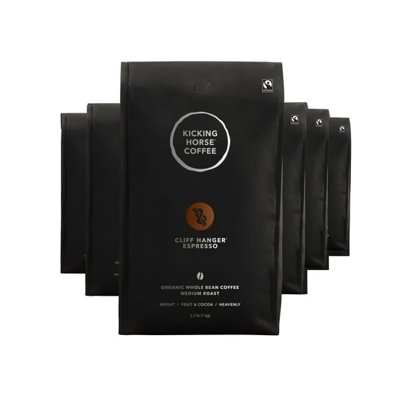 Kicking Horse Coffee, Cliff Hanger Espresso, Medium Roast, Whole Bean, 2.2 lb Bag (Pack of 6)