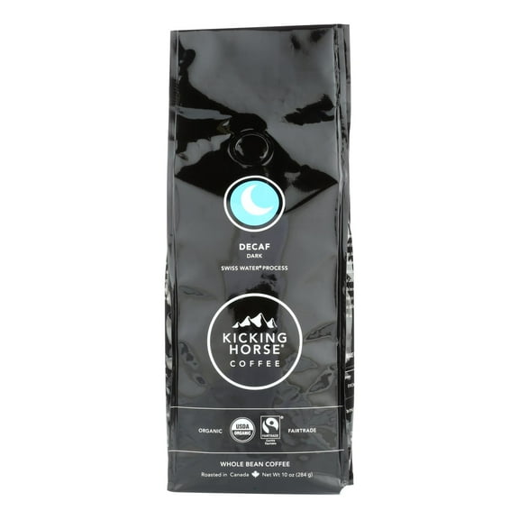 Kicking Horse Coffee, Decaf, Swiss Water Process, Dark Roast, Whole Bean, 10 oz (pack of 6)
