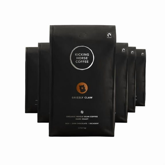 Kicking Horse Coffee, Grizzly Claw, Dark Roast, Whole Bean, 2.2 lb (Pack of 6)