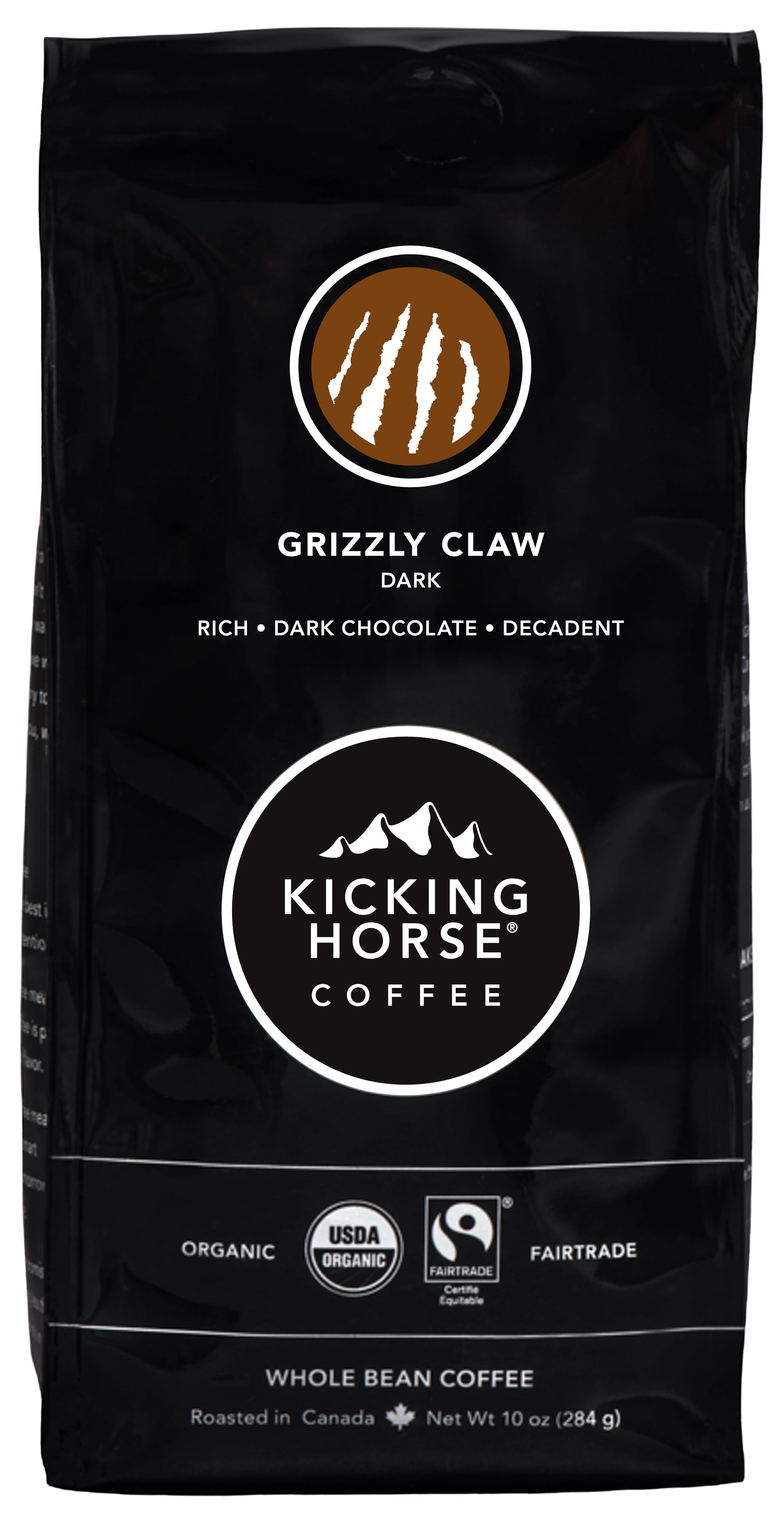 Kicking Horse Coffee Grizzly Claw Organic Dark Whole Bean Coffee, 10 oz