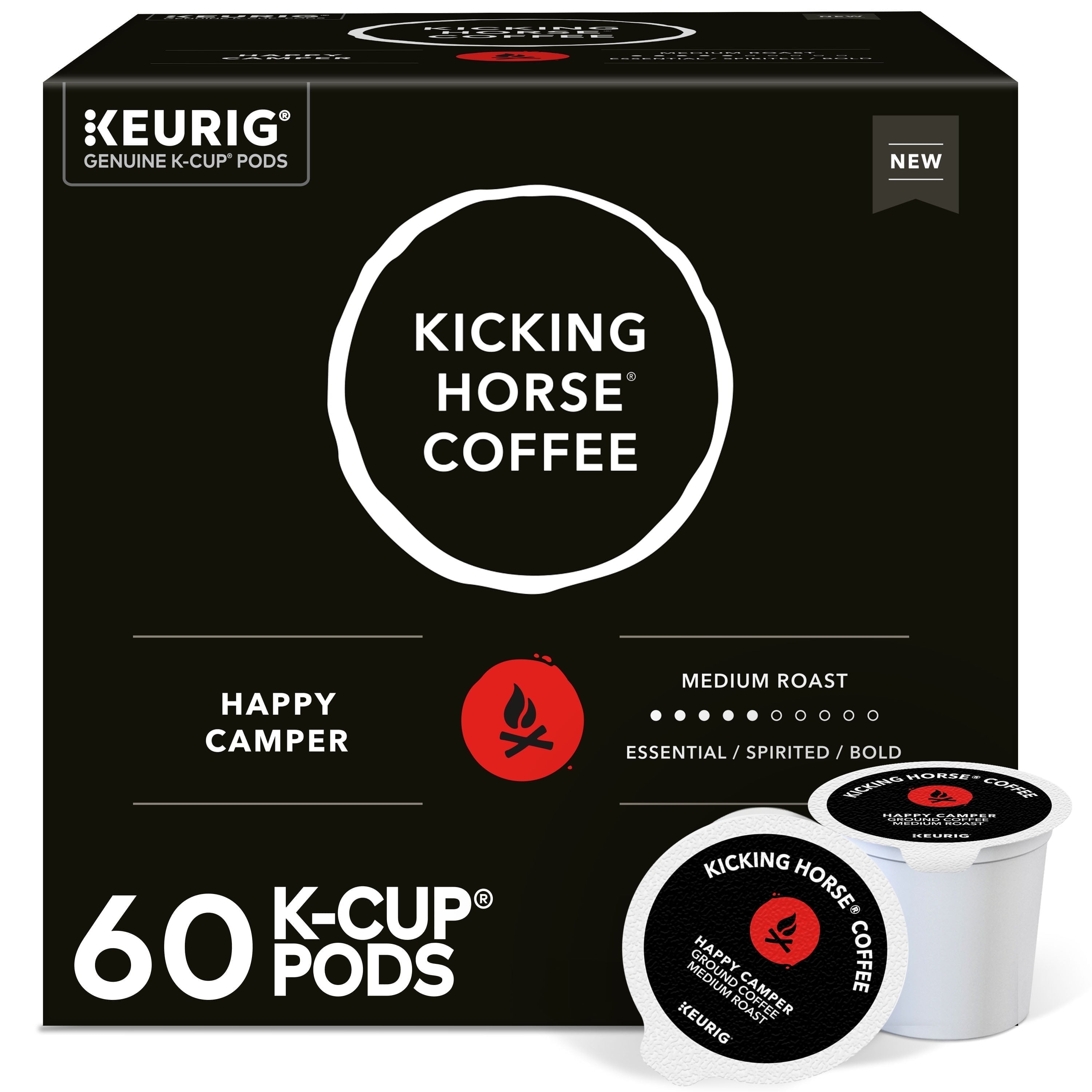 Kicking Horse Coffee, Happy Camper, Single Serve Keurig K-Cup Pods, Medium Roast Coffee, 60-Count Box