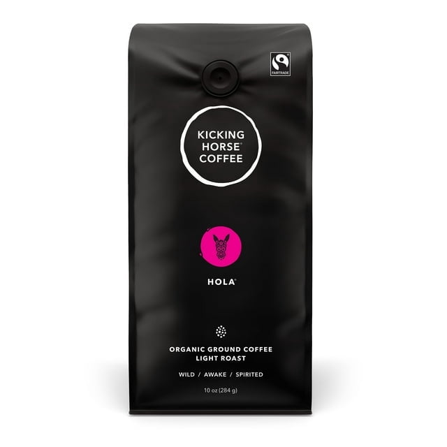 Pack of 6, Kicking Horse Hola Light Roast Ground Coffee, 10 oz
