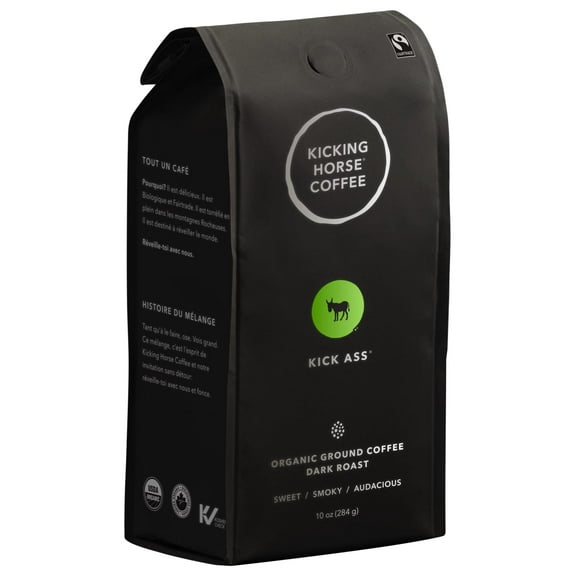 Kicking Horse Coffee, Kick Ass, Dark Roast, Ground, 10 Oz - Certified Organic, Fairtrade, Kosher Coffee