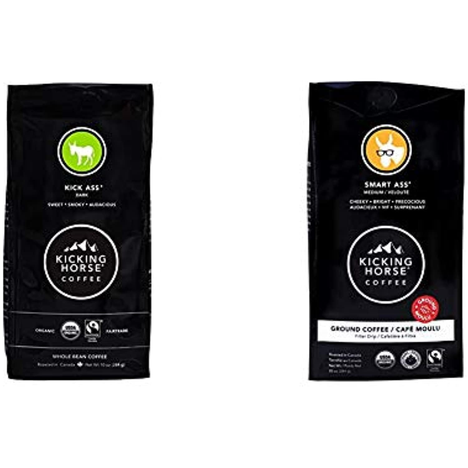 Kicking Horse Coffee, Kick Ass, Dark Roast, Whole Bean, 10 Oz & Smart