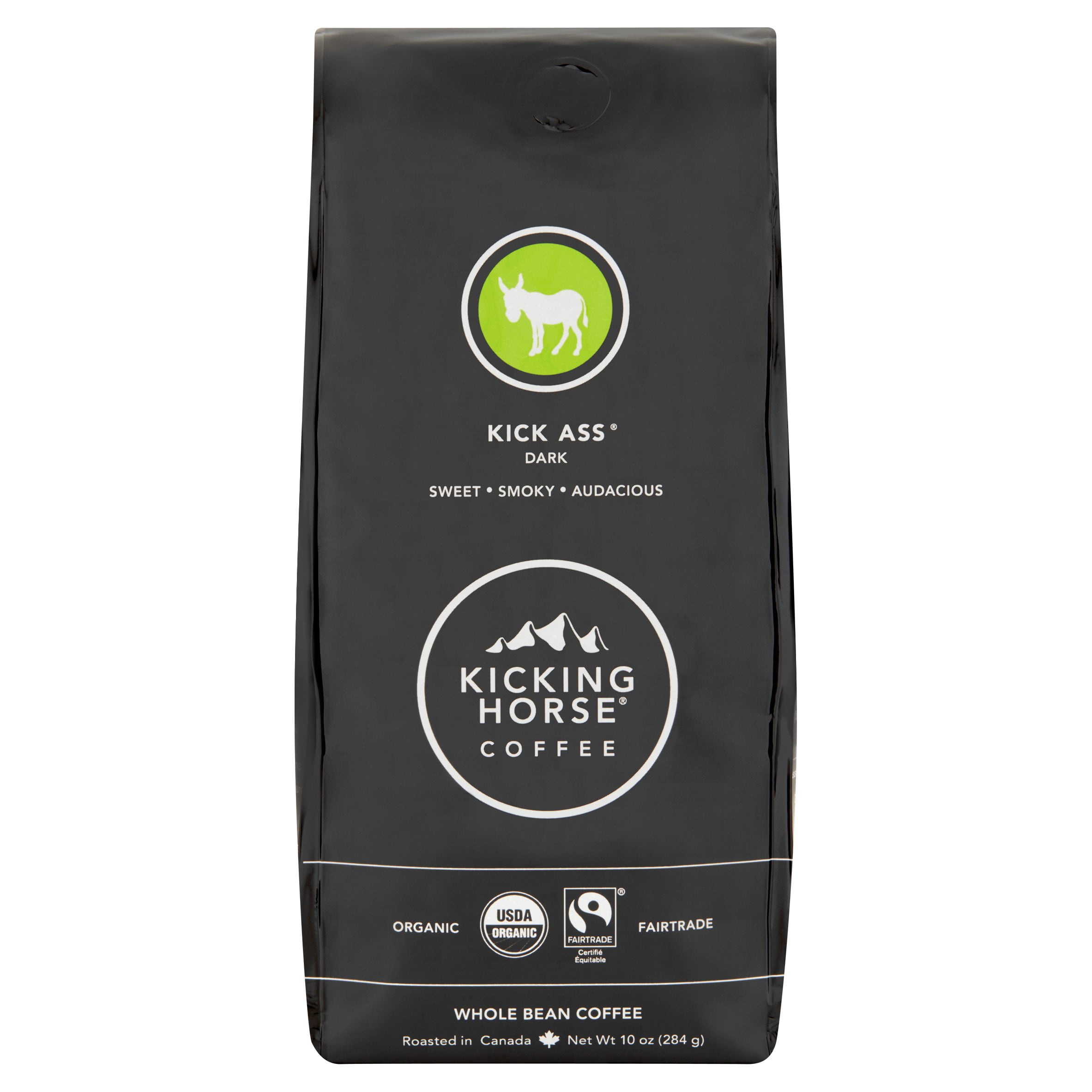 Kicking Horse Coffee Kick Ass Dark Whole Bean Coffee, 10 oz, 6 pack