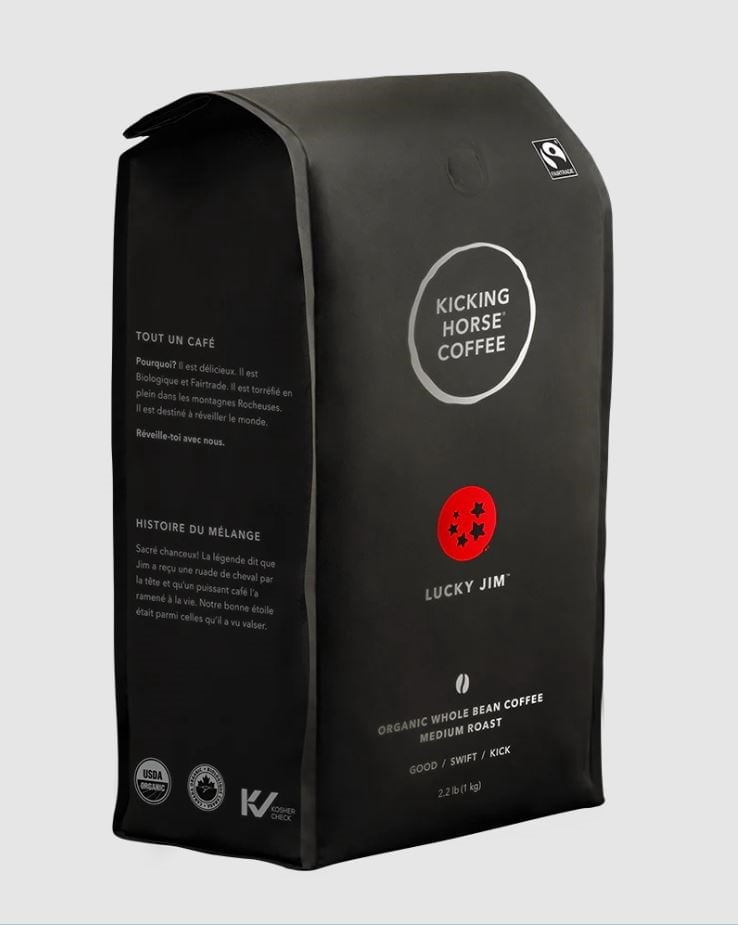 Kicking Horse Coffee Lucky Jim Roast Whole Bean 2.2 lb Bag (Pack of 6)