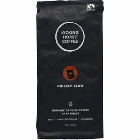 Kicking Horse Coffee Organic Dark Roast Whole Bean Grizzly Claw 10 oz Pack of 2