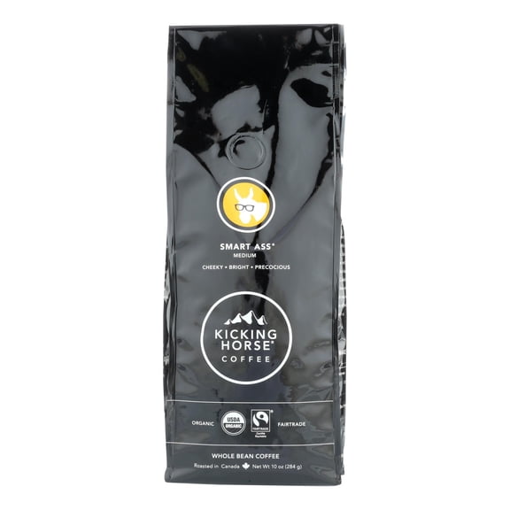 Kicking Horse Coffee, Smart Ass, Medium Roast, Whole Bean, 10 oz (Pack of 6)