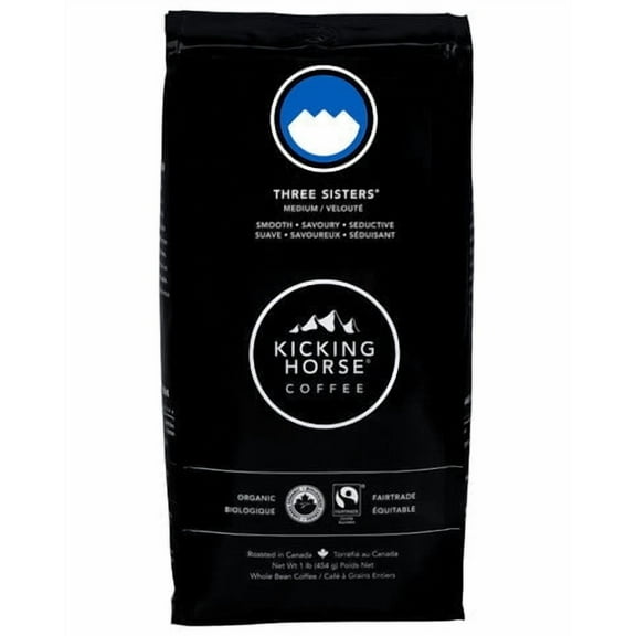 Kicking Horse Three Sisters Medium Roast Whole Bean Coffee, 454g/16 oz